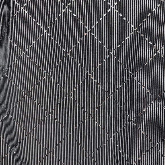 JODIFL Black / White Stripe Ruffled Sleeveless Blouse with sparkle design - Picture 5 of 16